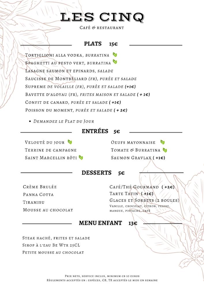 Restaurant Les 5 - Menu Image 3